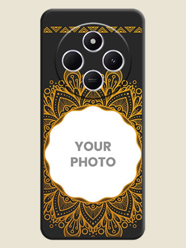 Custom Round Image with Floral Design On Space Black Custom Soft Matte Mobile Back Cover - Poco M7 5G - alternate view