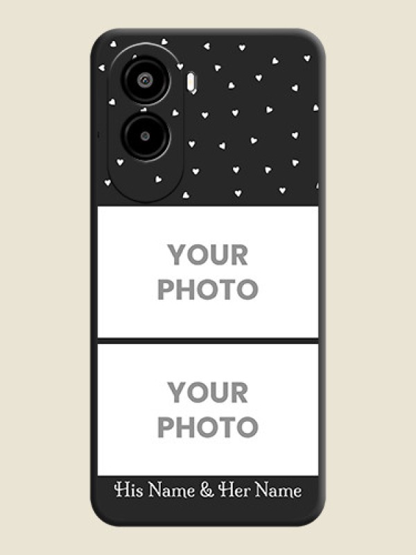 Custom Miniature Love Symbols with Name On Space Black Custom Soft Matte Mobile Back Cover - Poco M7 Plus 5G - alternate view