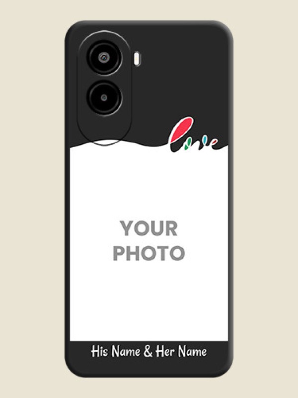Custom Fall in Love Pattern with Picture on Photo On Space Black Custom Soft Matte Mobile Back Cover - Poco M7 Plus 5G - alternate view
