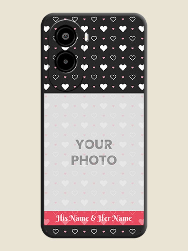 Custom White Color Love Symbols with Text Design on Photo On Space Black Custom Soft Matte Mobile Back Cover - Poco M7 Plus 5G - alternate view