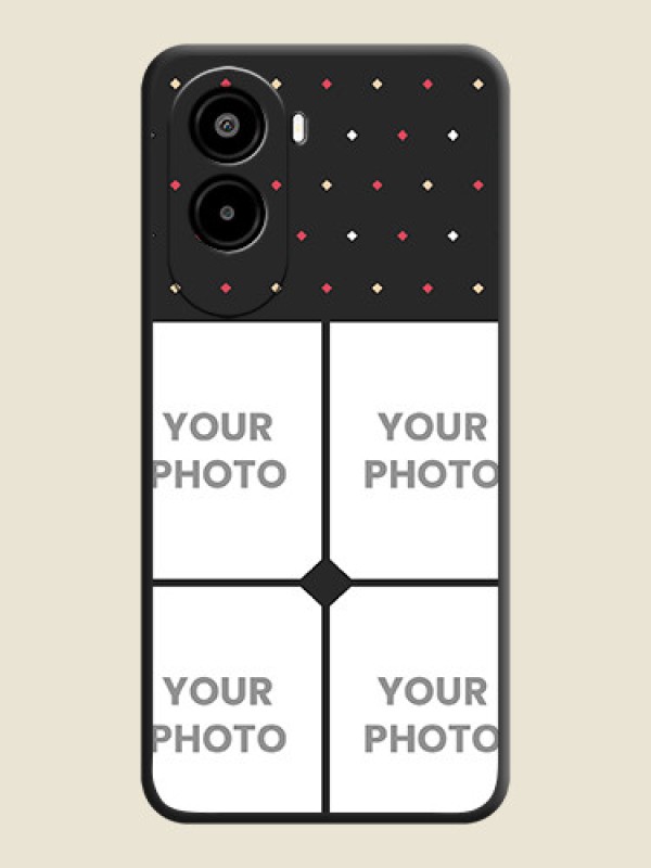 Custom Multicolor Dotted Pattern with 4 Image Holder On Space Black Custom Soft Matte Mobile Back Cover - Poco M7 Plus 5G - alternate view