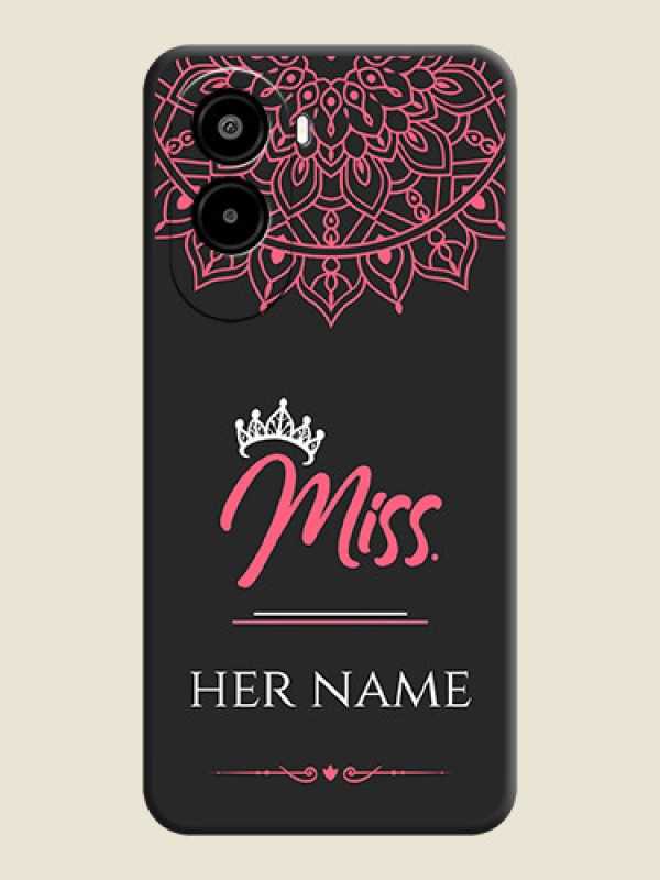 Custom Mrs Name with Floral Design On Space Black Custom Soft Matte Mobile Back Cover - Poco M7 Plus 5G - alternate view