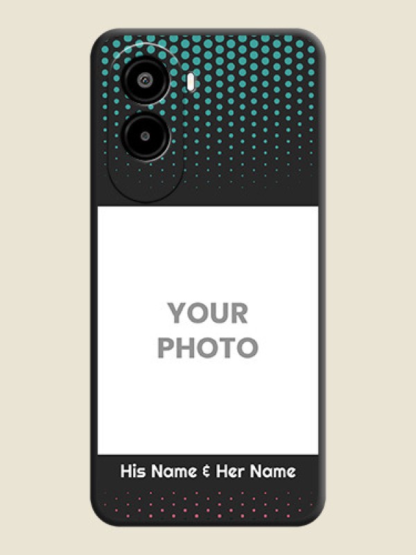 Custom Faded Dots with Grunge Photo Frame and Text On Space Black Custom Soft Matte Mobile Back Cover - Poco M7 Plus 5G - alternate view