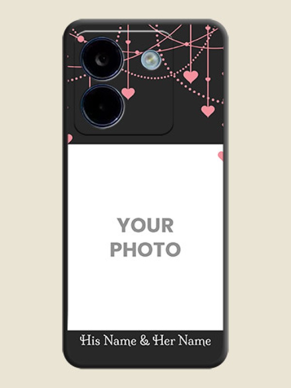 Custom Pink Love Hangings with Text On Space Black Custom Soft Matte Mobile Back Cover - Poco M7 Pro 5G - alternate view