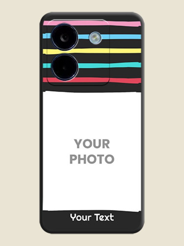 Custom Multicolor Lines with Image On Space Black Custom Soft Matte Mobile Back Cover - Poco M7 Pro 5G - alternate view
