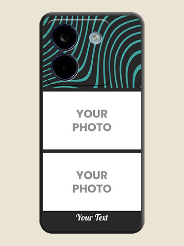 Custom Wave Pattern with 2 Image Holder On Space Black Custom Soft Matte Mobile Back Cover - Poco M7 Pro 5G - alternate view