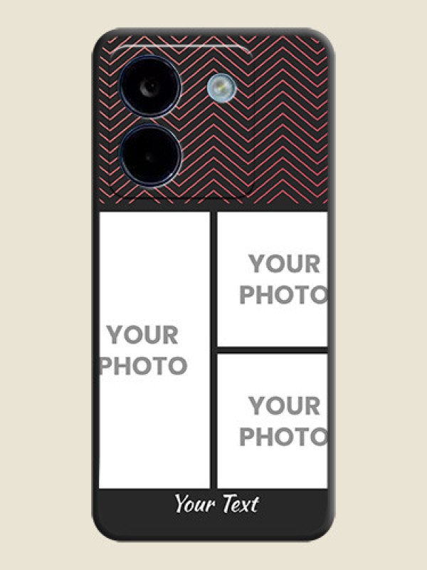 Custom Wave Pattern with 3 Image Holder On Space Black Custom Soft Matte Mobile Back Cover - Poco M7 Pro 5G - alternate view