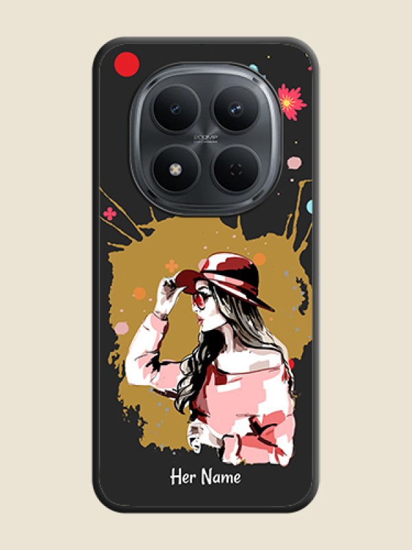 Custom Mordern Lady With Color Splash Background With Custom Text On Space Black Custom Soft Matte Mobile Back Cover - Poco M8 5G - alternate view