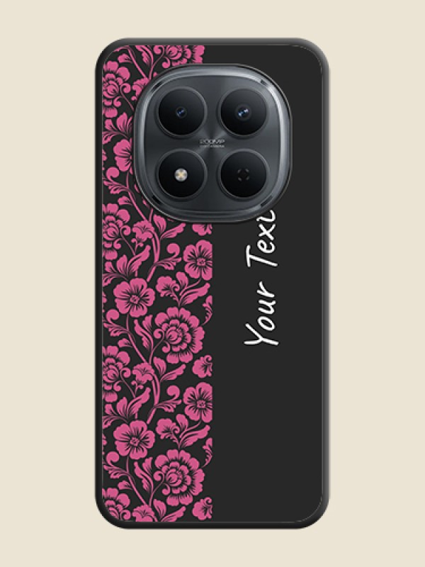 Custom Pink Floral Pattern Design With Custom Text On Space Black Custom Soft Matte Mobile Back Cover - Poco M8 5G - alternate view