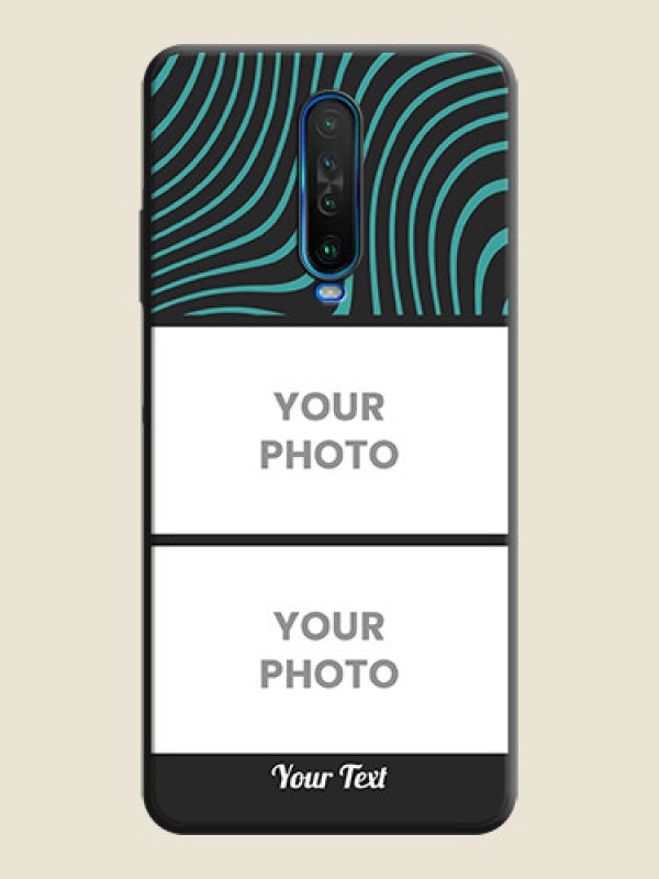 Custom Wave Pattern with 2 Image Holder on Space Black Personalized Soft Matte Phone Covers - Poco X2 - alternate view
