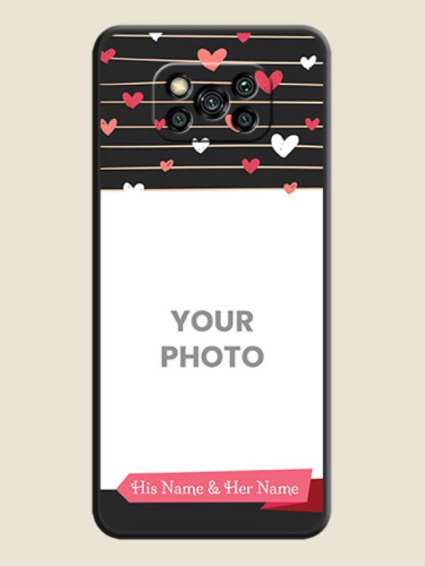 Custom Love Pattern with Name on Pink Ribbon  on Photo on Space Black Soft Matte Back Cover - Poco X3 Pro - alternate view