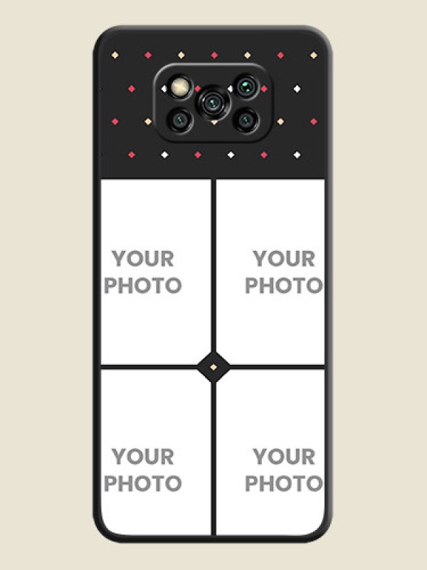 Custom Multicolor Dotted Pattern with 4 Image Holder on Space Black Custom Soft Matte Phone Cases - Poco X3 Pro - alternate view