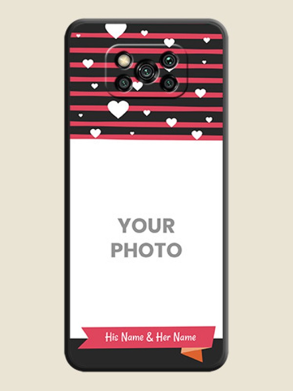Custom White Color Love Symbols with Pink Lines Pattern on Space Black Custom Soft Matte Phone Cases - Poco X3 - alternate view