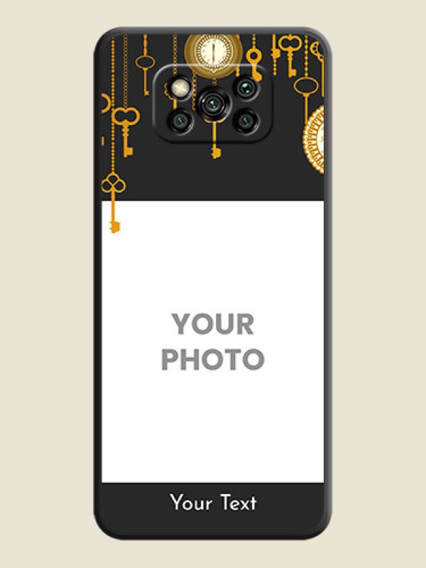 Custom Decorative Design with Text on Space Black Custom Soft Matte Back Cover - Poco X3 - alternate view
