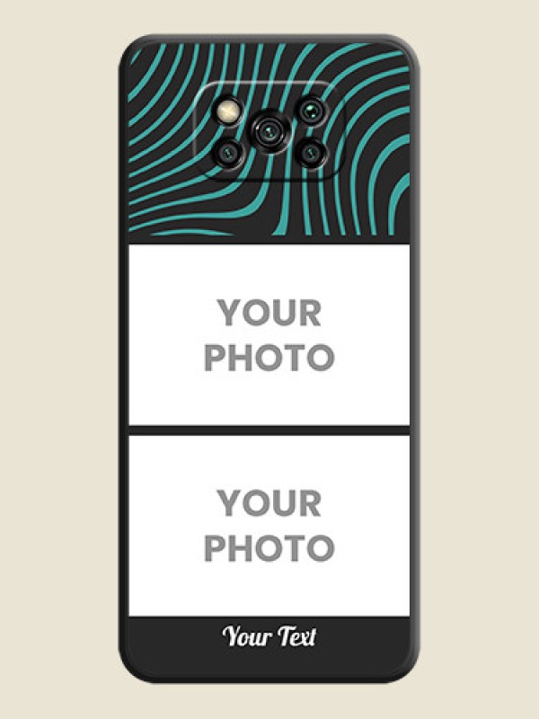 Custom Wave Pattern with 2 Image Holder on Space Black Personalized Soft Matte Phone Covers - Poco X3 - alternate view