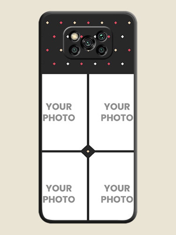 Custom Multicolor Dotted Pattern with 4 Image Holder on Space Black Custom Soft Matte Phone Cases - Poco X3 - alternate view