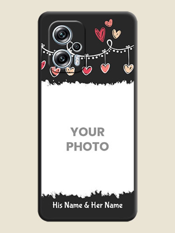 Custom Pink Love Hangings with Name on Space Black Custom Soft Matte Phone Cases - Poco X4 Gt 5G - alternate view