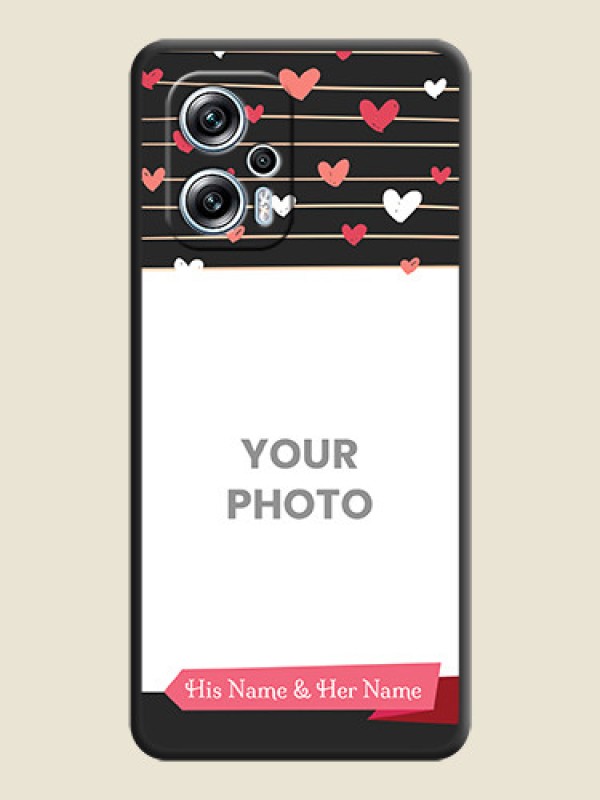 Custom Love Pattern with Name on Pink Ribbon  on Photo on Space Black Soft Matte Back Cover - Poco X4 Gt 5G - alternate view