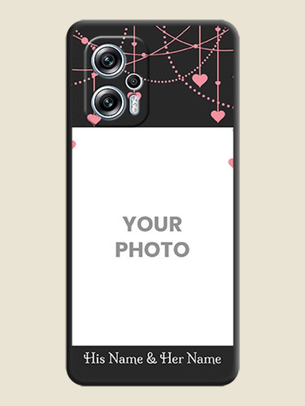 Custom Pink Love Hangings with Text on Space Black Custom Soft Matte Back Cover - Poco X4 Gt 5G - alternate view