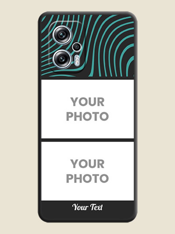 Custom Wave Pattern with 2 Image Holder on Space Black Personalized Soft Matte Phone Covers - Poco X4 Gt 5G - alternate view