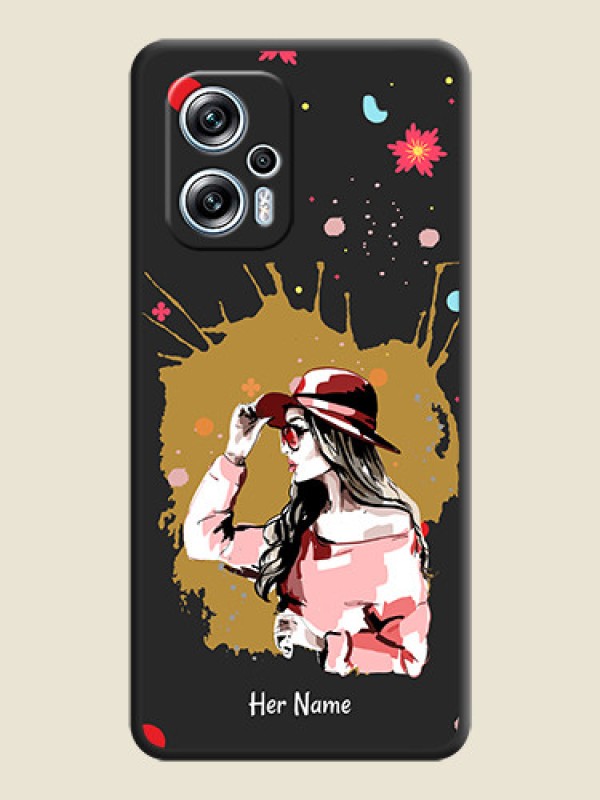 Custom Mordern Lady With Color Splash Background With Custom Text On Space Black Personalized Soft Matte Phone Covers -Poco X4 Gt 5G - alternate view