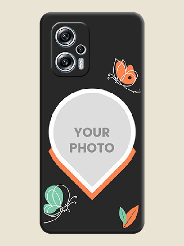 Custom Upload Pic With Simple Butterly Design On Space Black Personalized Soft Matte Phone Covers -Poco X4 Gt 5G - alternate view