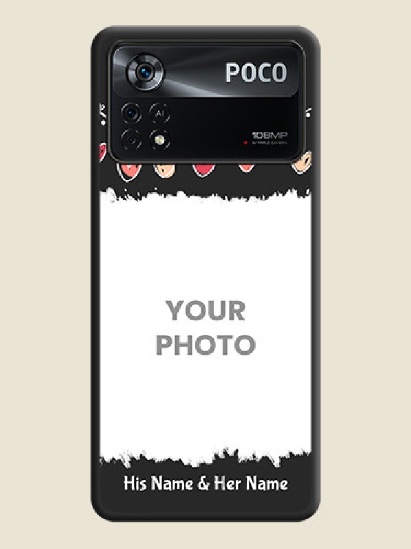 Custom Pink Love Hangings with Name on Space Black Custom Soft Matte Phone Cases - Poco X4 Pro 5G - alternate view