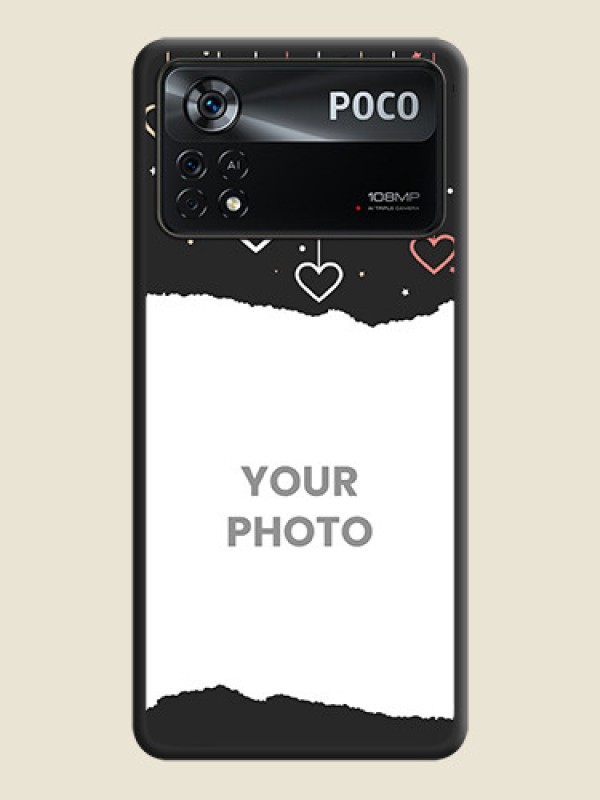 Custom Love Hangings with Splash Wave Picture on Space Black Custom Soft Matte Phone Back Cover - Poco X4 Pro 5G - alternate view