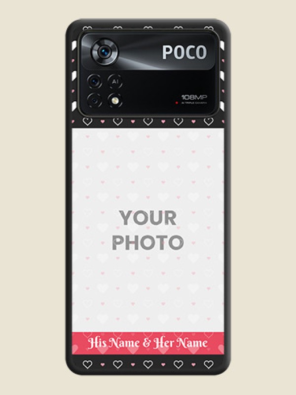 Custom White Color Love Symbols with Text Design on Photo on Space Black Soft Matte Phone Cover - Poco X4 Pro 5G - alternate view