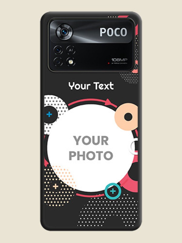 Custom Multicoloured Round Image on Personalised Space Black Soft Matte Cases - Poco X4 Pro 5G - alternate view