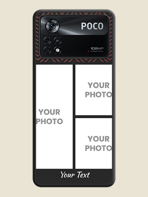 Custom Wave Pattern with 3 Image Holder on Space Black Custom Soft Matte Back Cover - Poco X4 Pro 5G - alternate view