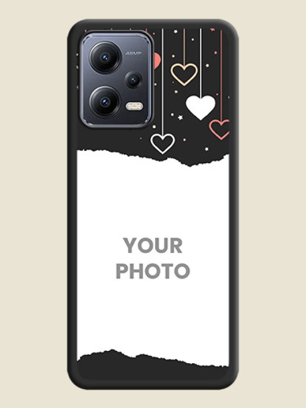 Custom Love Hangings with Splash Wave Picture on Space Black Custom Soft Matte Phone Back Cover - Poco X5 5G - alternate view