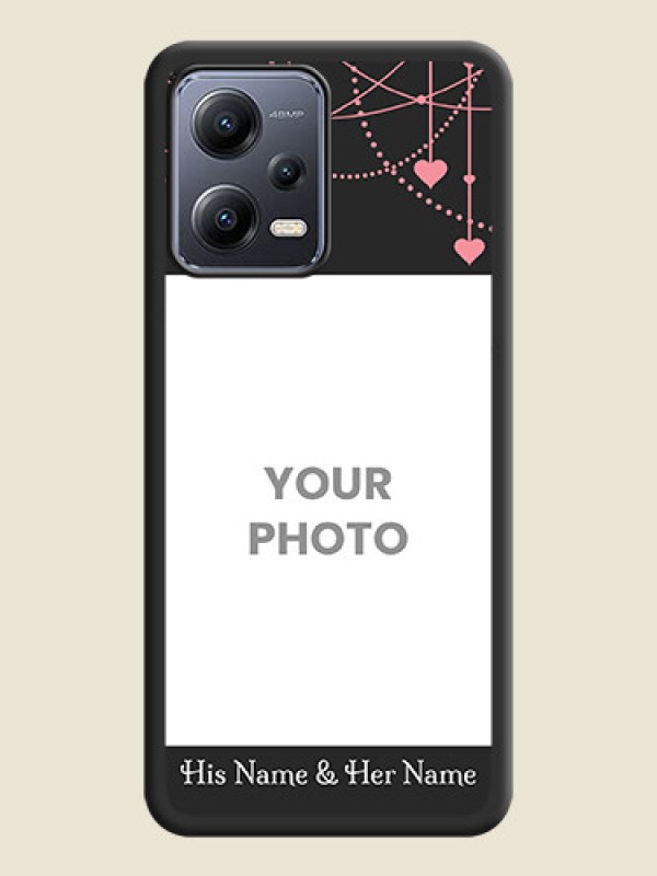 Custom Pink Love Hangings with Text on Space Black Custom Soft Matte Back Cover - Poco X5 5G - alternate view