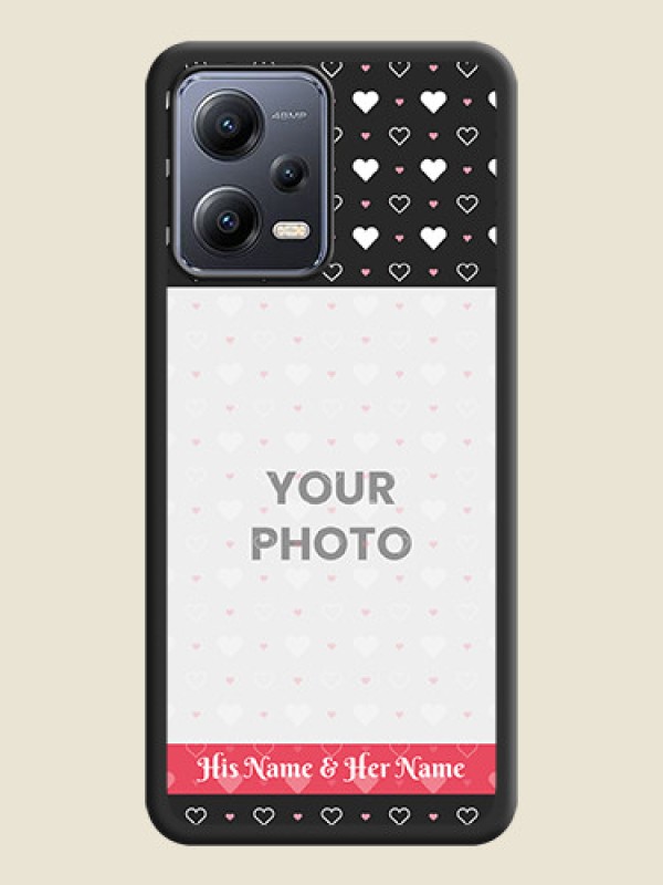 Custom White Color Love Symbols with Text Design on Photo on Space Black Soft Matte Phone Cover - Poco X5 5G - alternate view