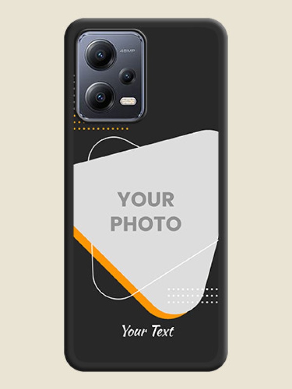 Custom Yellow Triangle on Photo on Space Black Soft Matte Phone Cover - Poco X5 5G - alternate view