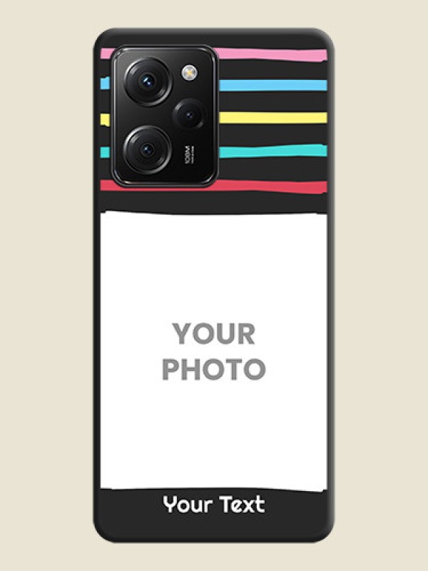Custom Multicolor Lines with Image on Space Black Personalized Soft Matte Phone Covers -Poco X5 Pro 5G - alternate view