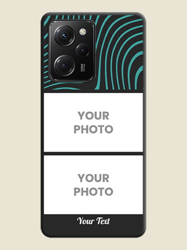 Custom Wave Pattern with 2 Image Holder on Space Black Personalized Soft Matte Phone Covers -Poco X5 Pro 5G - alternate view