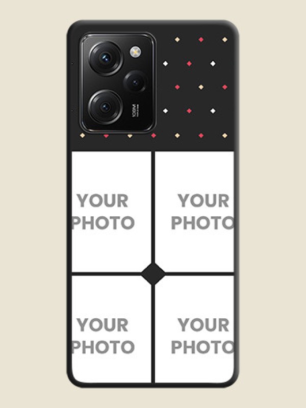 Custom Multicolor Dotted Pattern with 4 Image Holder on Space Black Custom Soft Matte Phone Cases -Poco X5 Pro 5G - alternate view