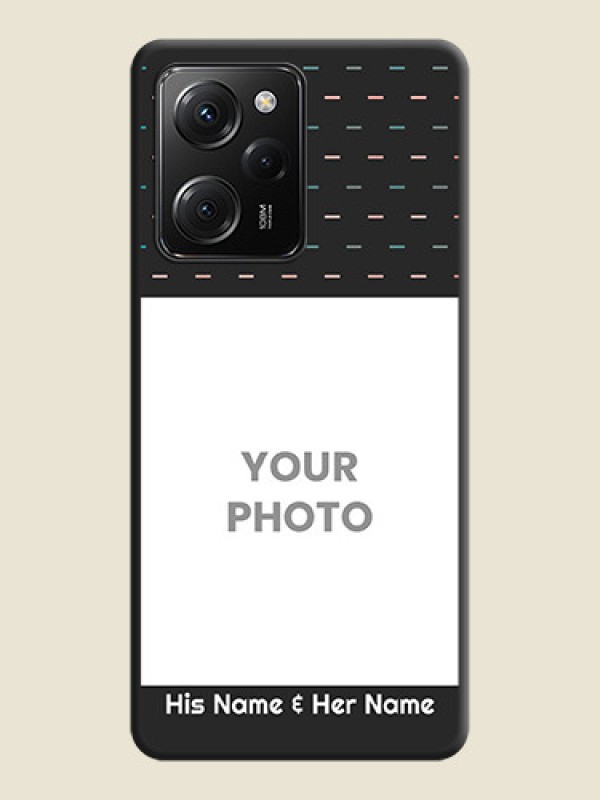 Custom Line Pattern Design with Text on Space Black Custom Soft Matte Phone Back Cover -Poco X5 Pro 5G - alternate view