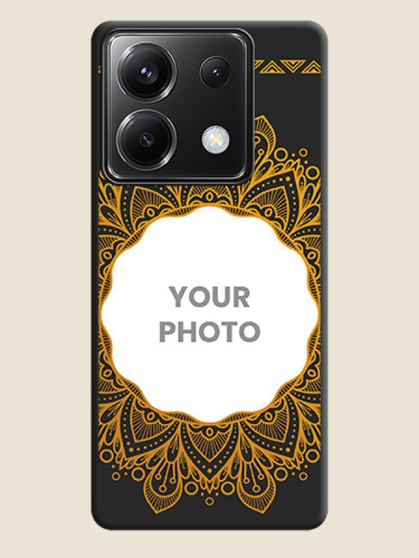 Custom Round Image with Floral Design - Photo on Space Black Soft Matte Mobile Cover - Poco X6 5G - alternate view