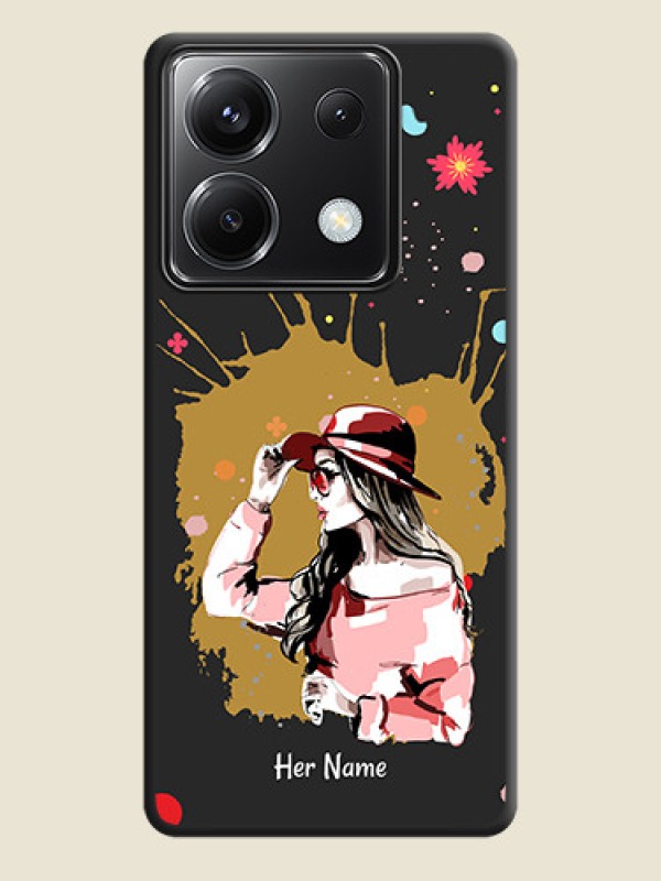 Custom Mordern Lady With Color Splash Background With Custom Text On Space Black Personalized Soft Matte Phone Covers - Poco X6 5G - alternate view