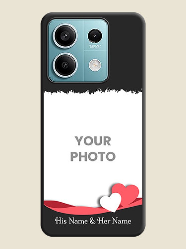 Custom Pink Color Love Shaped Ribbon Design with Text on Space Black Custom Soft Matte Phone Back Cover - Poco X6 Neo 5G - alternate view