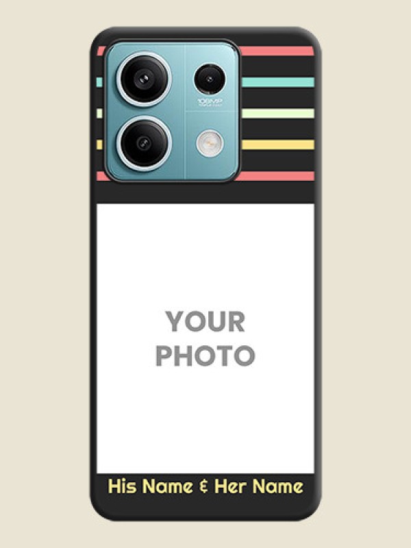 Custom Color Stripes with Photo and Text - Photo on Space Black Soft Matte Mobile Case - Poco X6 Neo 5G - alternate view