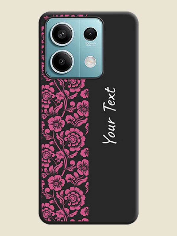Custom Pink Floral Pattern Design With Custom Text On Space Black Personalized Soft Matte Phone Covers - Poco X6 Neo 5G - alternate view