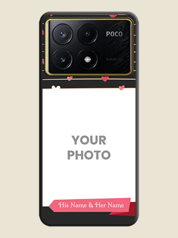 Custom Love Pattern with Name on Pink Ribbon - Photo on Space Black Soft Matte Back Cover - Poco X6 Pro 5G - alternate view