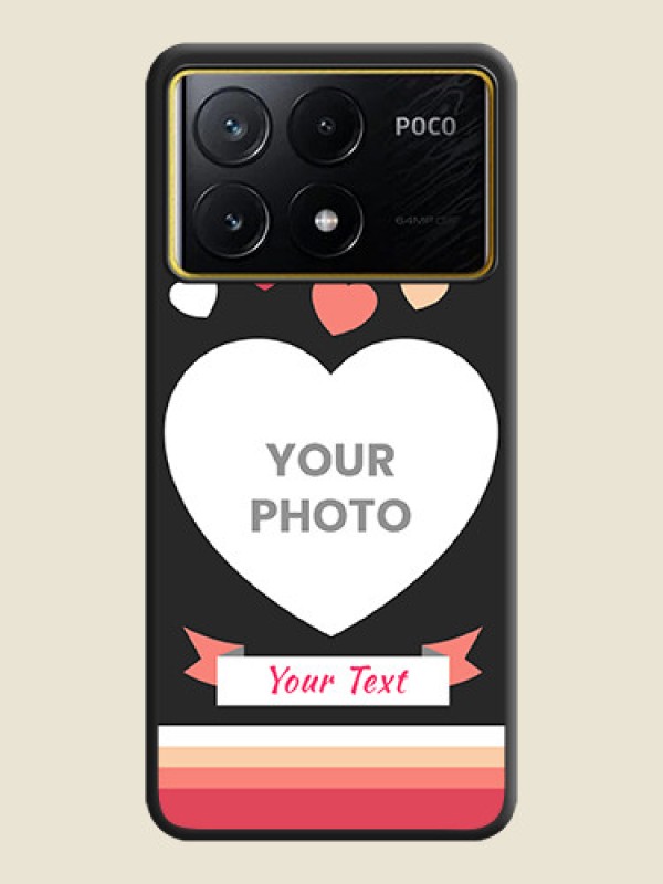 Custom Love Shaped Photo with Colorful Stripes on Personalised Space Black Soft Matte Cases - Poco X6 Pro 5G - alternate view