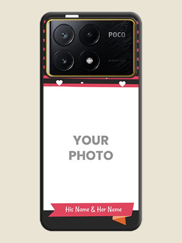 Custom White Color Love Symbols with Pink Lines Pattern on Space Black Custom Soft Matte Phone Cases - Poco X6 Pro 5G - alternate view