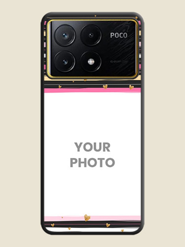 Custom Multicolor Lines and Golden Love Symbols Design - Photo on Space Black Soft Matte Mobile Cover - Poco X6 Pro 5G - alternate view