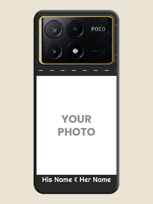Custom Line Pattern Design with Text on Space Black Custom Soft Matte Phone Back Cover - Poco X6 Pro 5G - alternate view