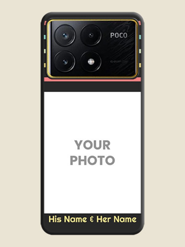 Custom Color Stripes with Photo and Text - Photo on Space Black Soft Matte Mobile Case - Poco X6 Pro 5G - alternate view